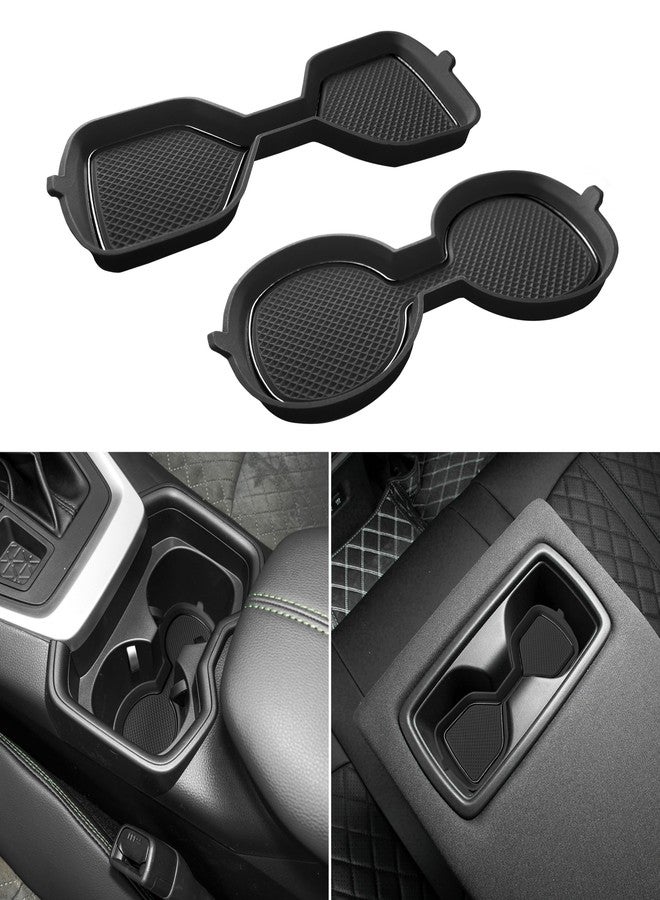 SENSHINE 3D Cup Holder Inserts for Toyota Rav4 Accessories 2025 2024 2023 2022 2021 2020 2019 Silicone Cup Coaster Mat Center Console Liner Protector Pad for Toyota Rav4 2Pcs (Black) - Image 1